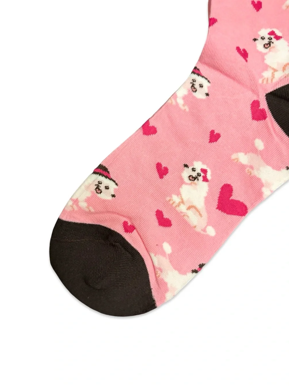Poodle Dog Hearts Novelty Crew Socks One Size Fits Most